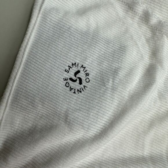 Sami Miro Vintage White VCut Square Neck Tank White Babyrib Raw Cut Trim Top SM - Picture 5 of 12